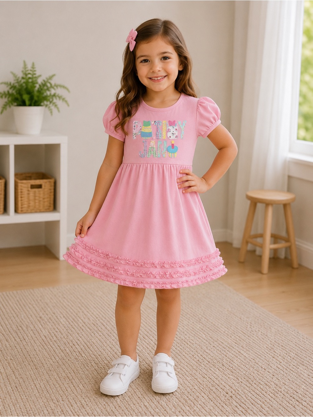 Pink “Paisley Jane” Birthday Dress with Ruffle Hem